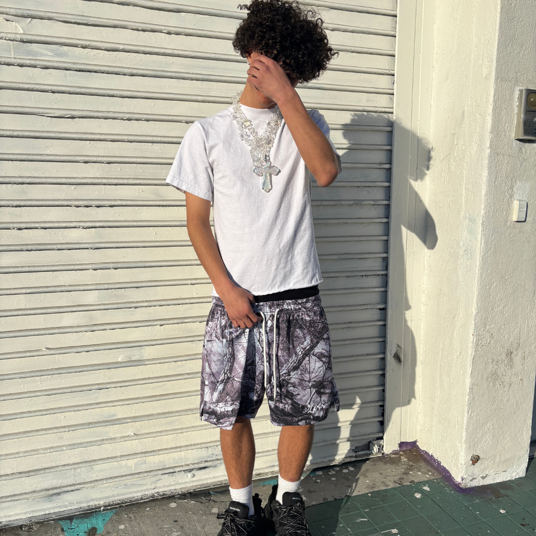 Grey Camo Mesh Shorts