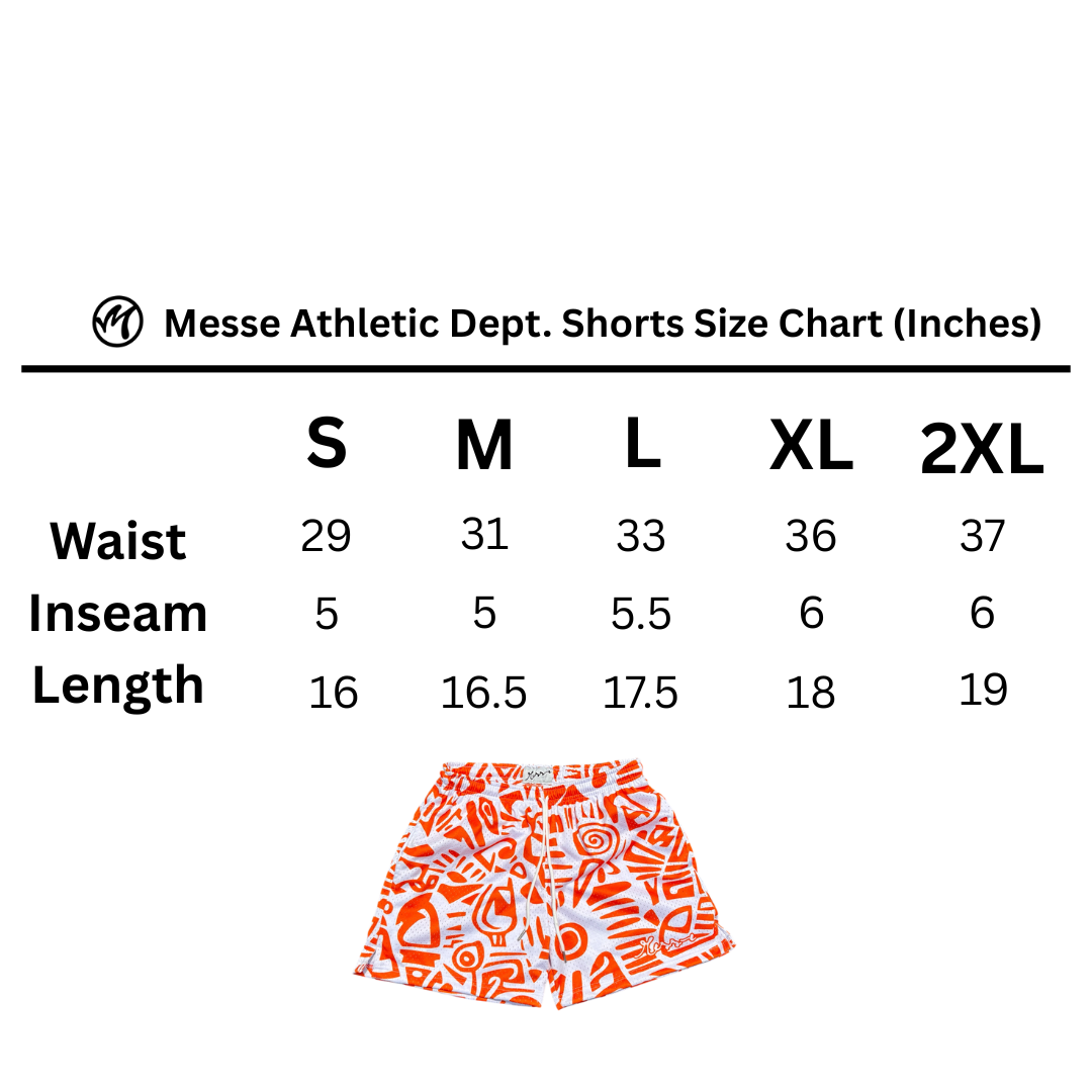 Orange Tribal Mesh Shorts