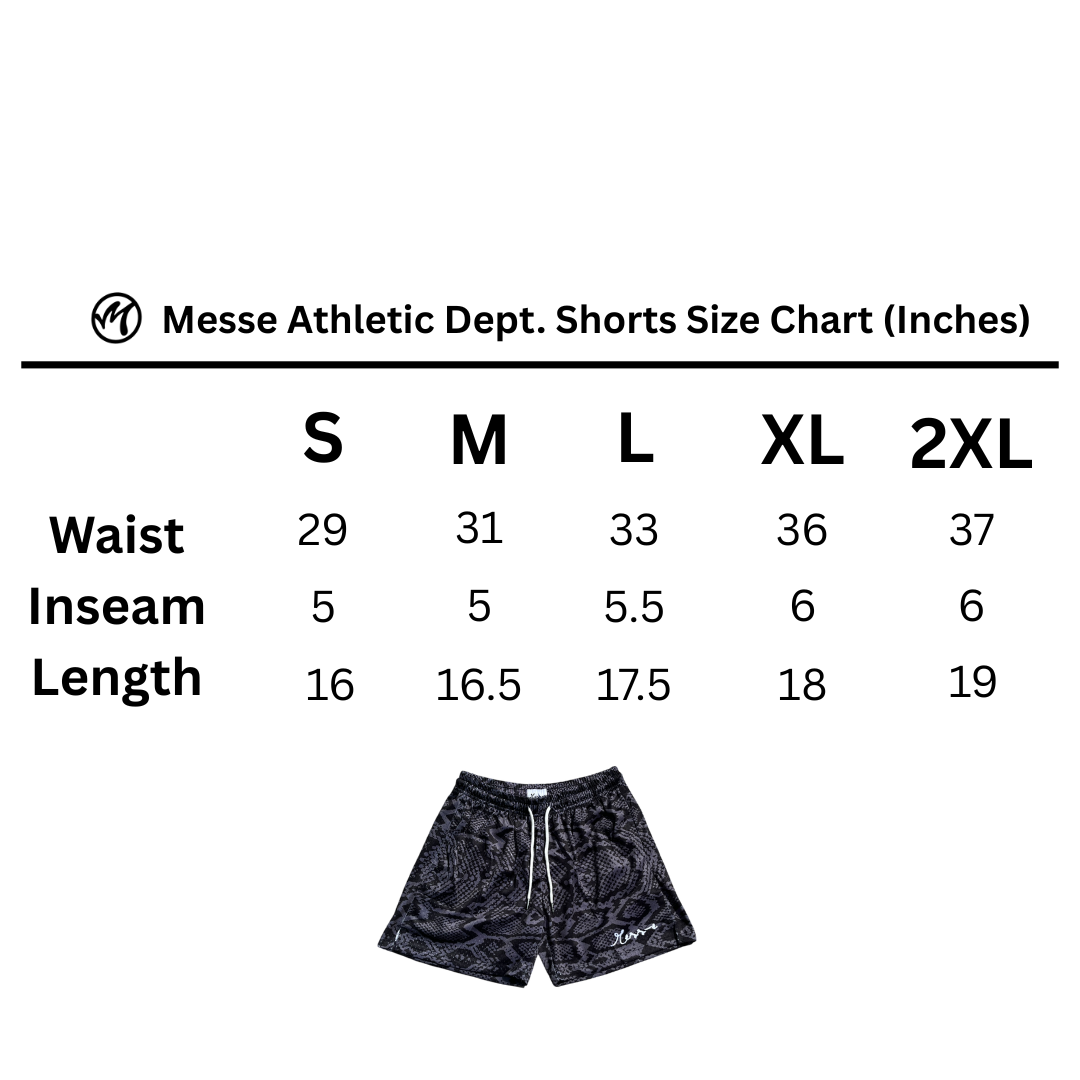 Black Snakeskin Mesh Shorts