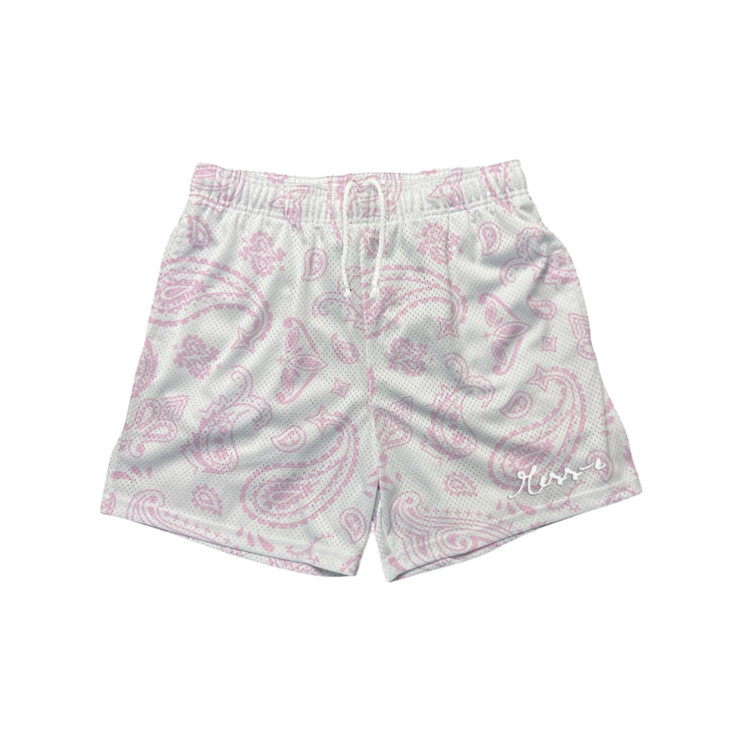 Pink Paisley Mesh Shorts