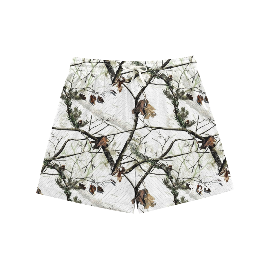 White Camo Mesh Shorts